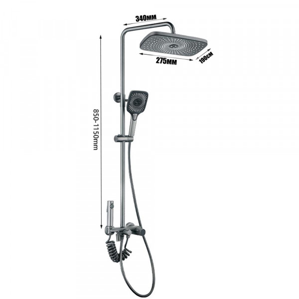 Луксозна мулти душ система с елегантен смесител VISION -  цвят графит, ROBOT SHOWER SET